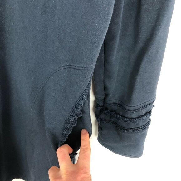 Soft Surroundings Blue Jacket Crochet Knit Detail Women's Size Small - Picture 3 of 6